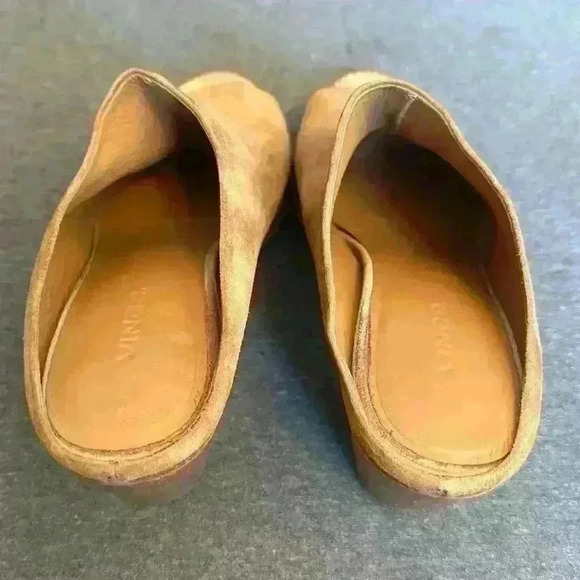 Vince Cuoio Camel Suede Open Toe Slide Stack Heel Made in Italy Women’s Size 8.5 - Picture 6 of 11
